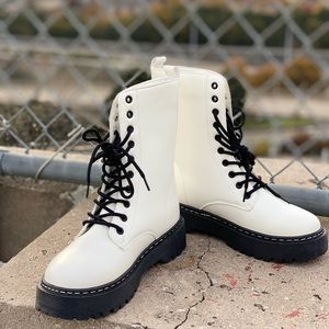 White Combat Boot